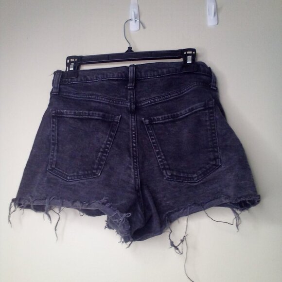 Old Navy Cut-Off Shorts Women 4 Denim Sky Hi A-Line Raw Hem Black - Picture 8 of 12